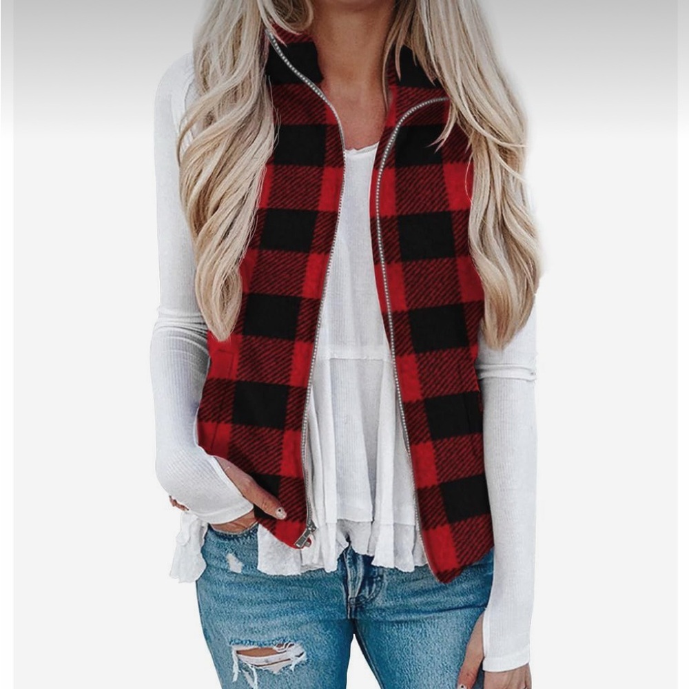 Chaps Denim Plaid Vest